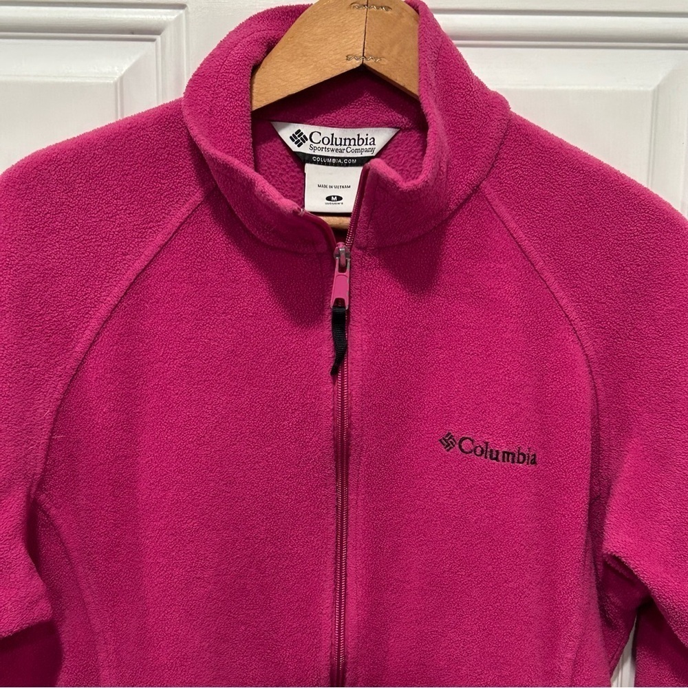 Columbia Fleece Full Zip Women’s Jacket Size Medium, Pink - Picture 2 of 6